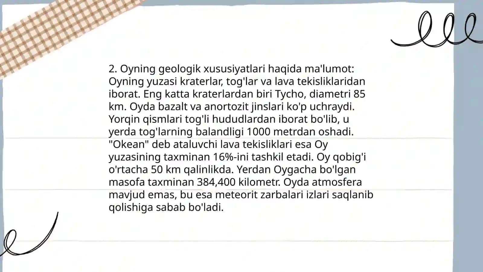 Yer - Oy tizimi. Yerning fizik tabiati. Oyning fizik tabiati. Yer bilan bogliq ekologik muammolar 4
