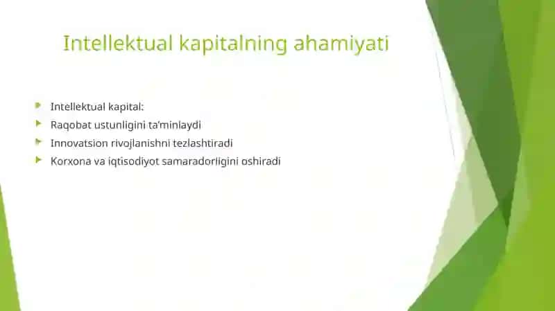 Intellektual kapital, aqliy mulklarni shakllantirish va boshqarish 4