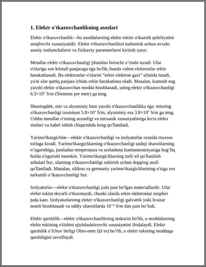 ELEKTROLIT ERITMALARNING ELEKTR ÒTKAZUVCHANLIGI 4