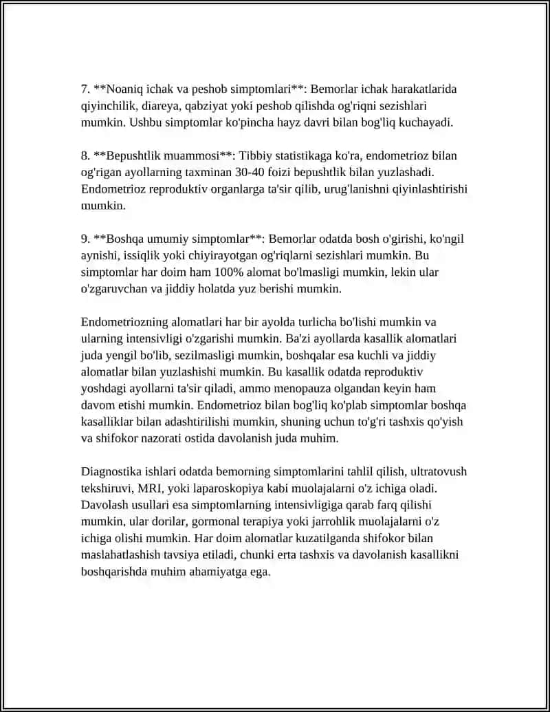 GINEKOLOGIYA -ENDOMETRIOZ KASALLIKI HAQIDA 4