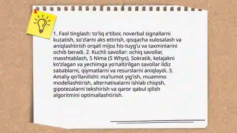 Kouching yondashuvida muammo tahlili va qaror qabul qilish algoritmlari 4