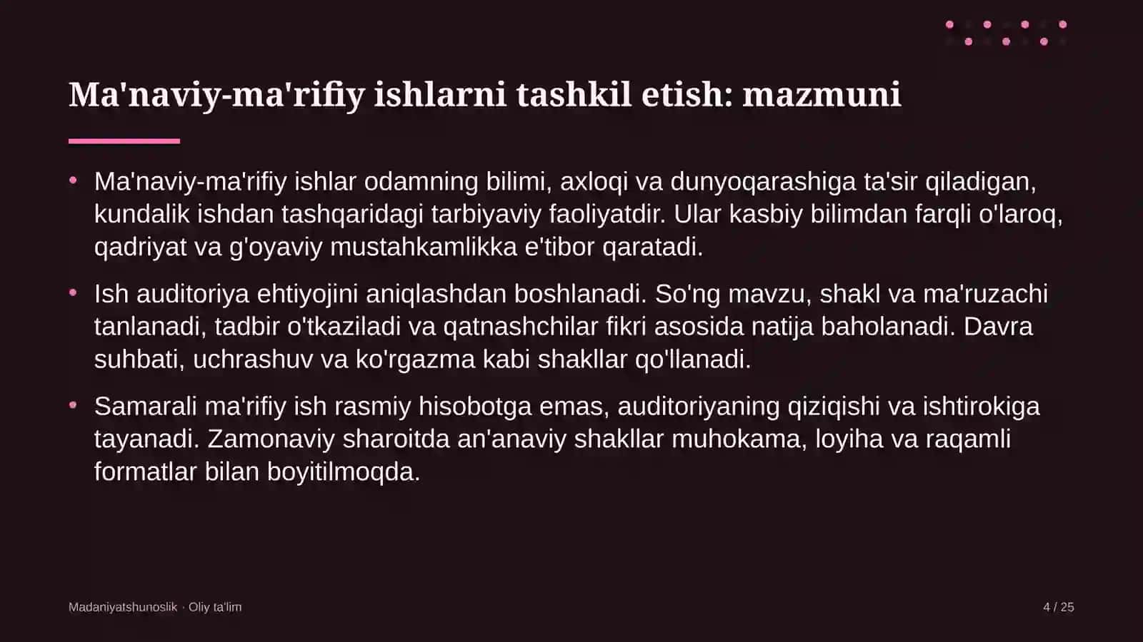 Yo'l xo'jaligida ma'naviy-ma'rifiy ishlarni tashkil etish 4