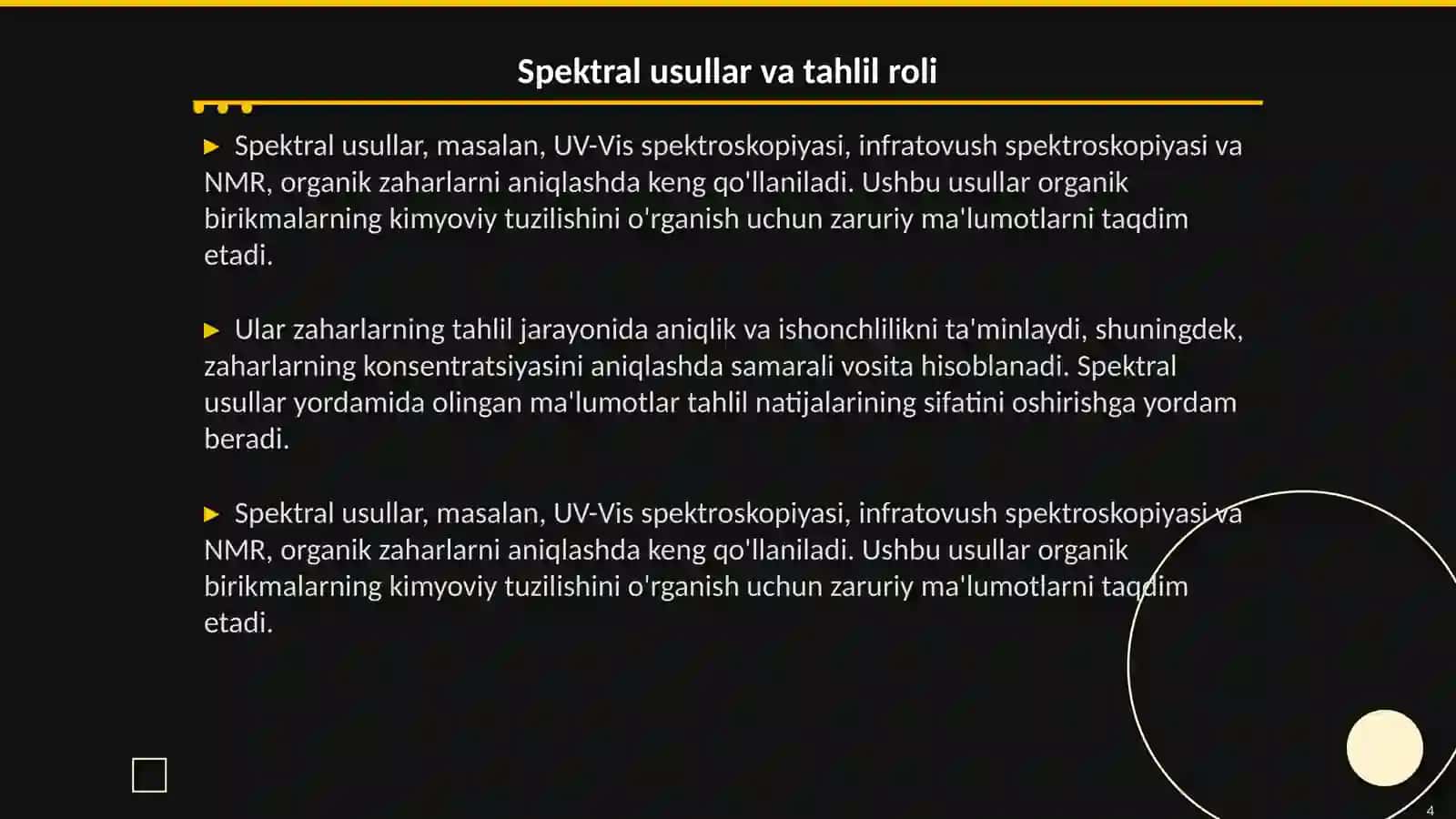 Organik zaharlar tahlilida spektral usullarni qo'llash 4