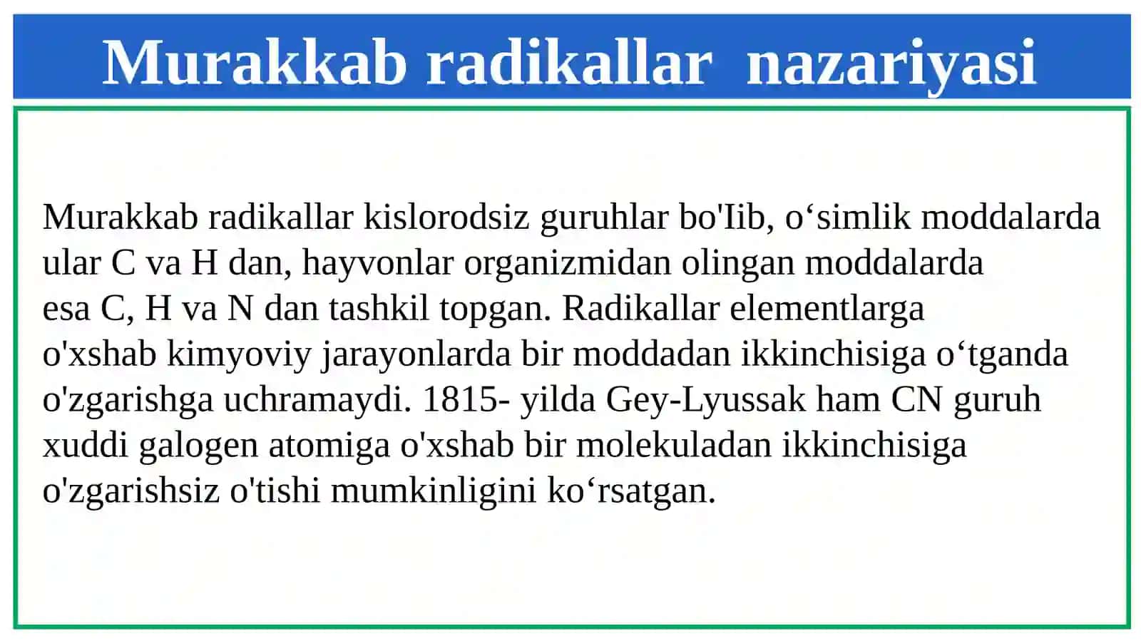 XIX asrning o‘rtalarida organik kimyoda nazariyalar kurashi 4
