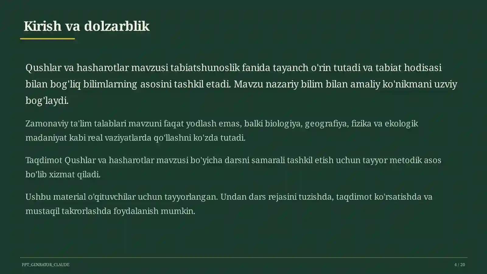 Qushlar va hasharotlar (2-sinf) 4