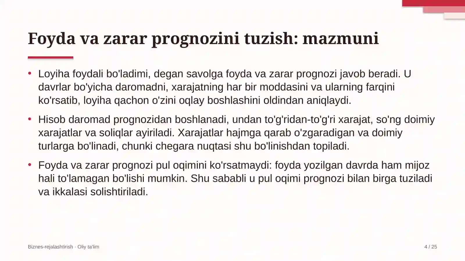 Boshlang'ich ta'limda foyda va zarar prognozini tuzish 4