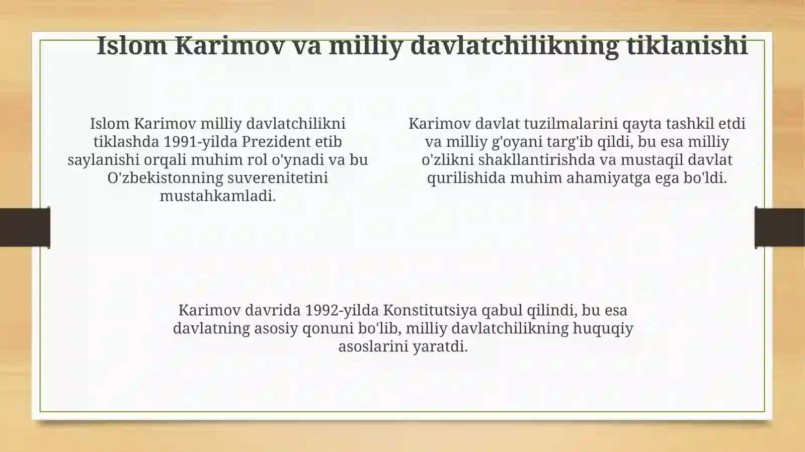 Mustaqil Oʻzbekistonning tashkil topishi 4