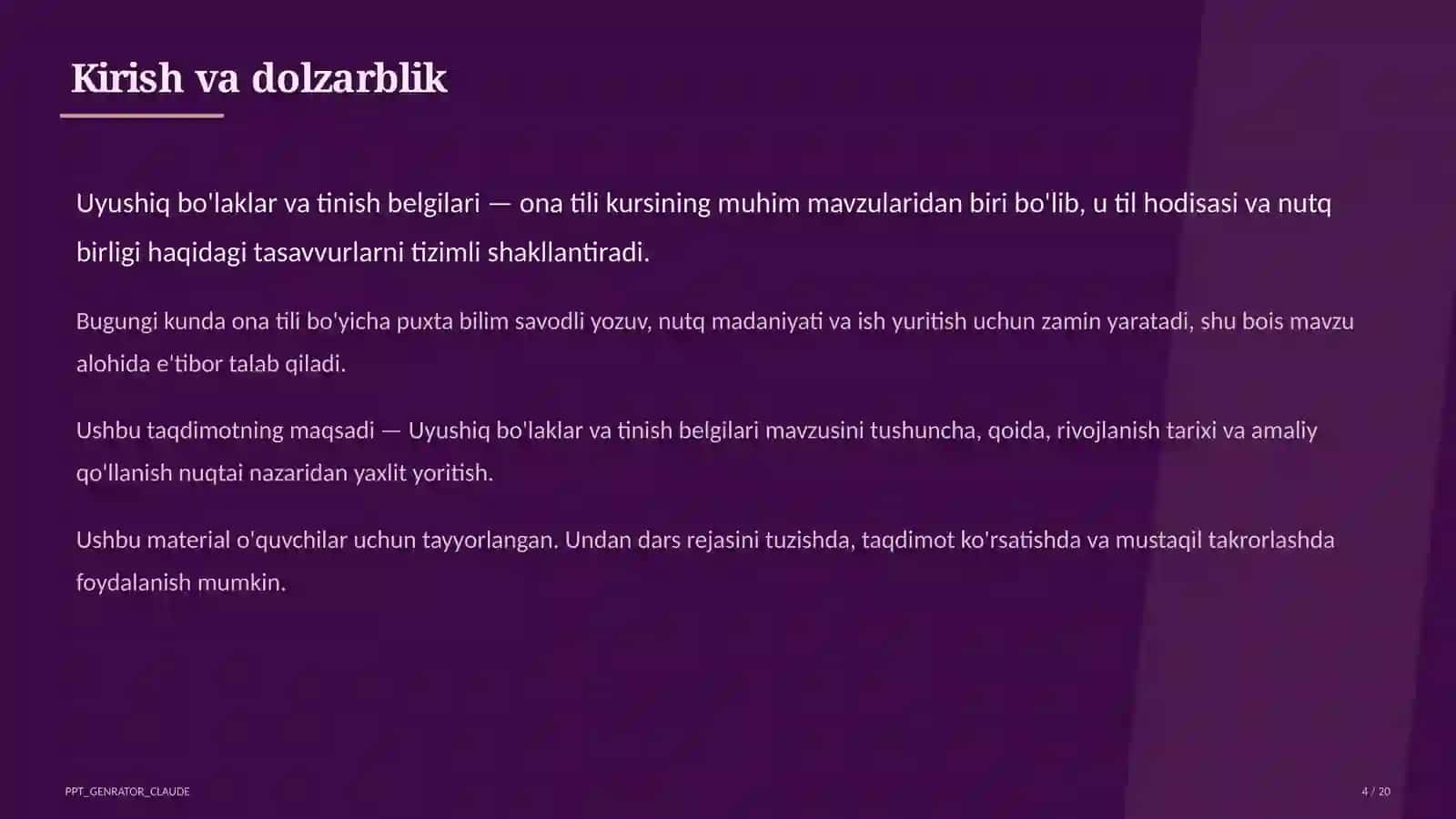 Uyushiq bo'laklar va tinish belgilari (8-sinf) 4