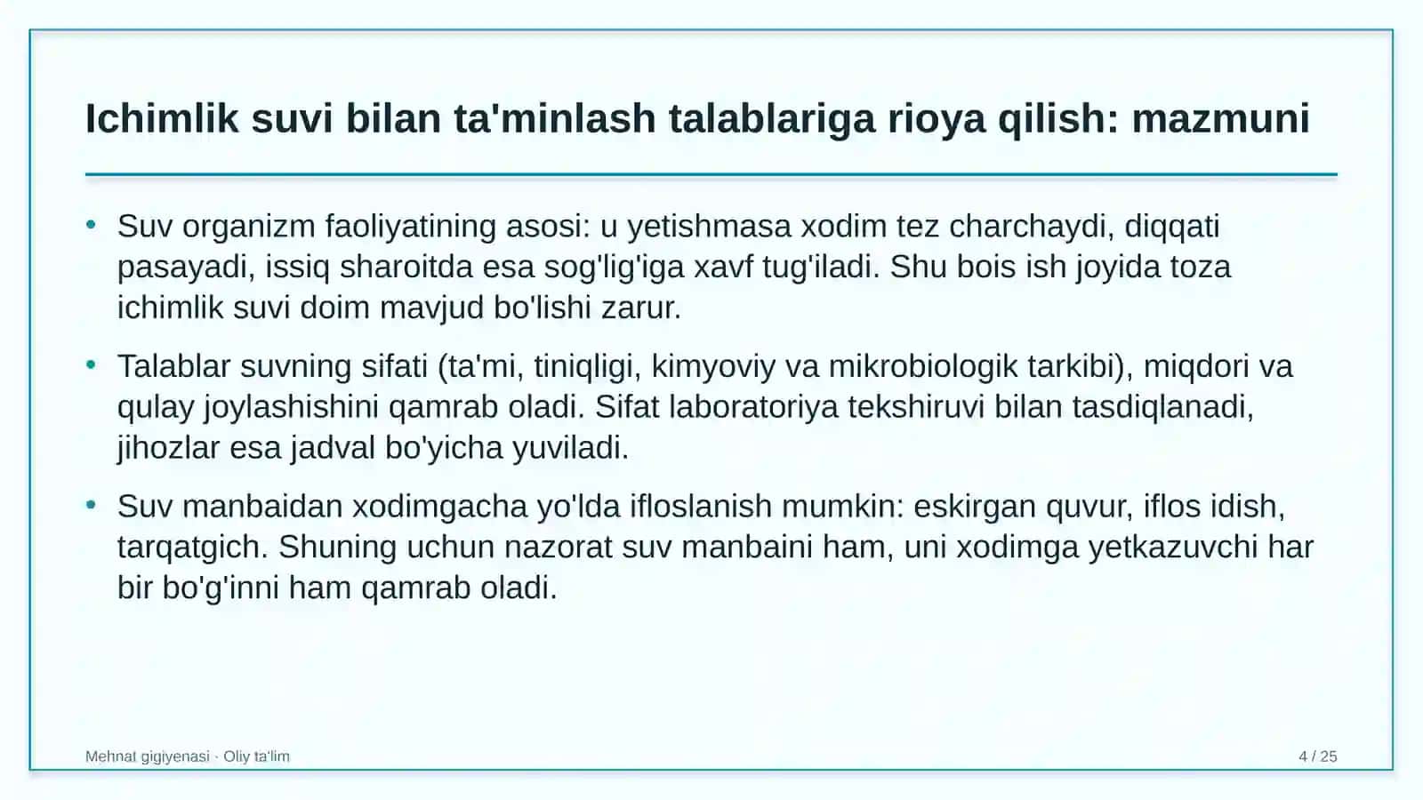 Mehnat gigiyenasi · Oliy ta'lim 4