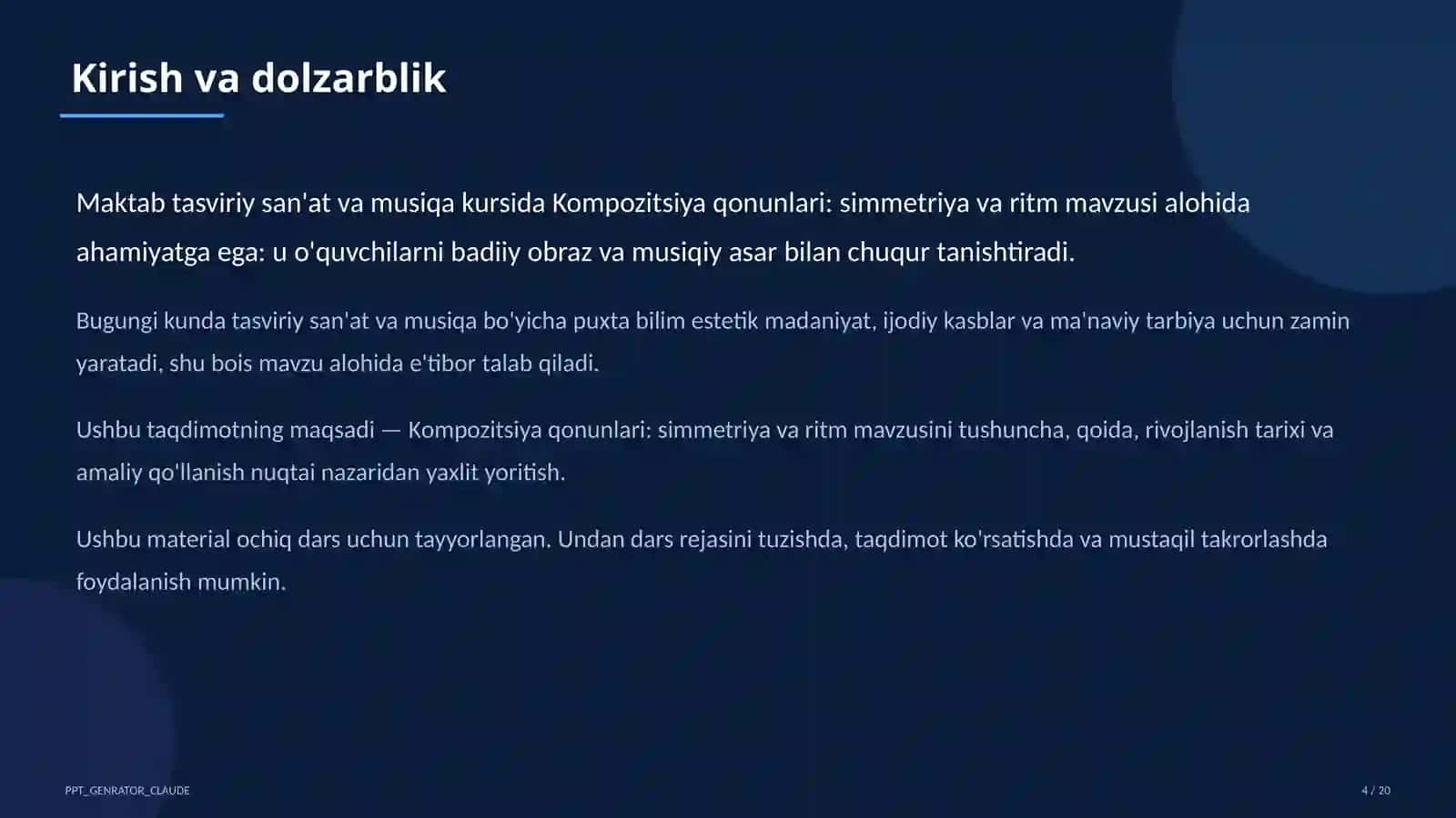 Kompozitsiya qonunlari: simmetriya va ritm (7-sinf) 4