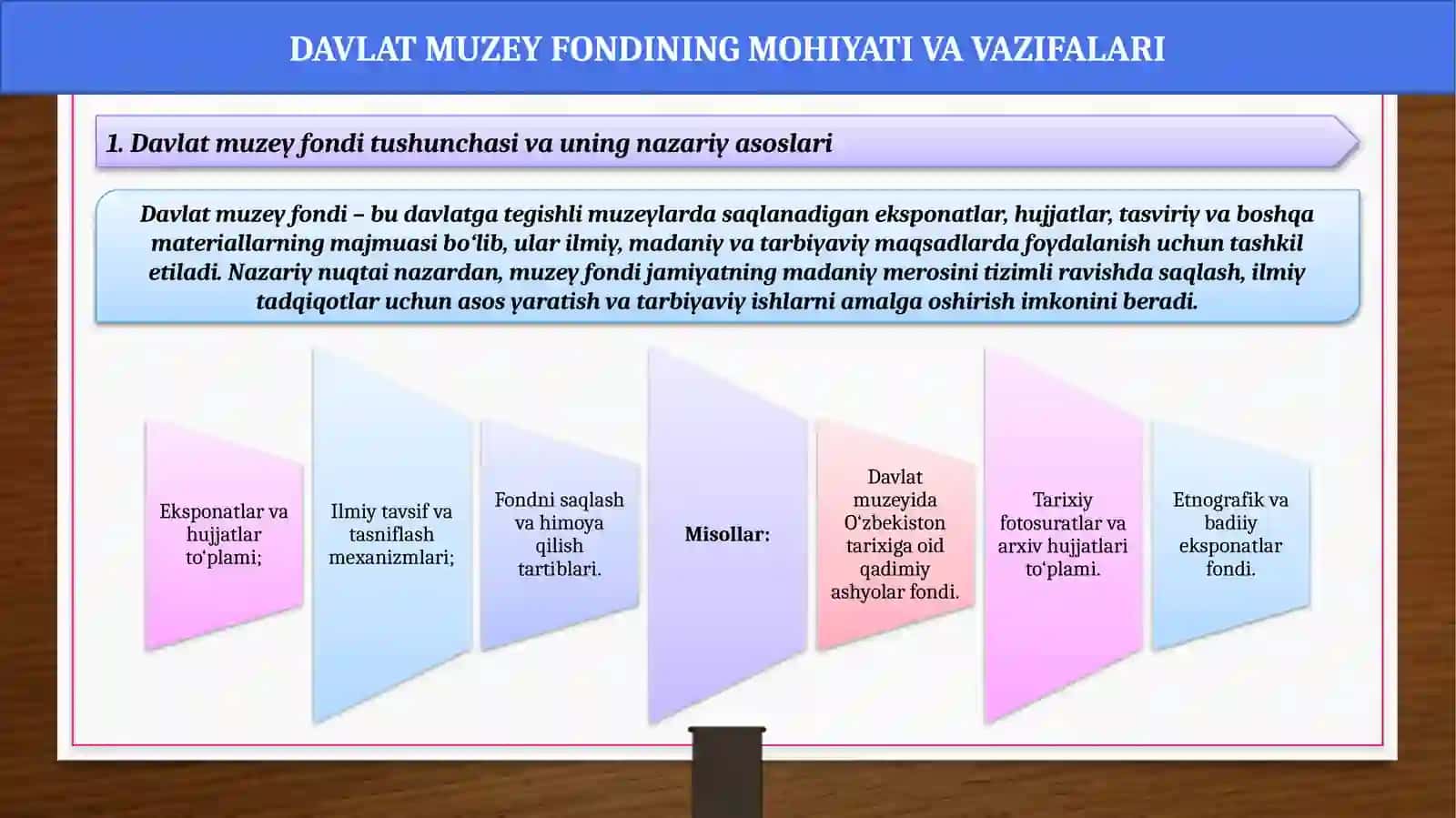 DAVLAT MUZEY FONDI. MUZEY FONDLARINI TO‘LDIRISH 4