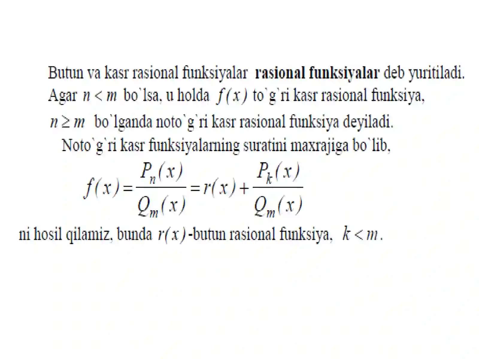 O'quv modul 3 - Ratsional funktsiyalarni integrallash 4