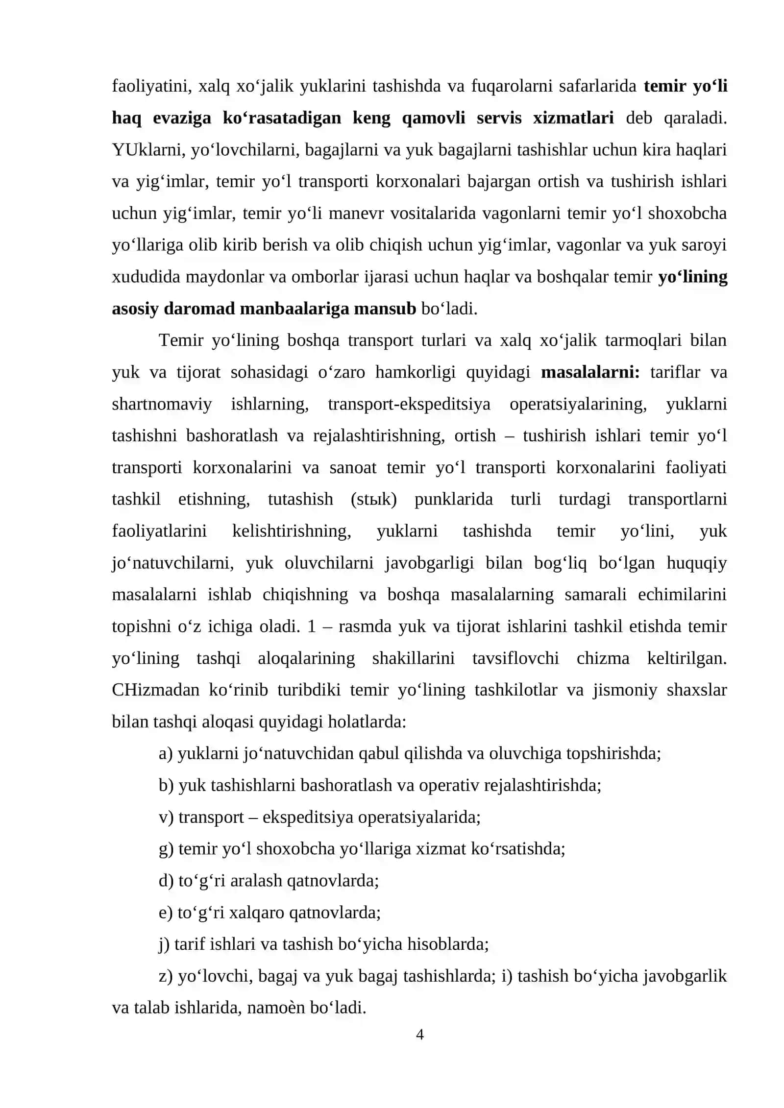 Yuk va tijorat ishlari o'quv amaliyoti (mavzular to'plami) 4