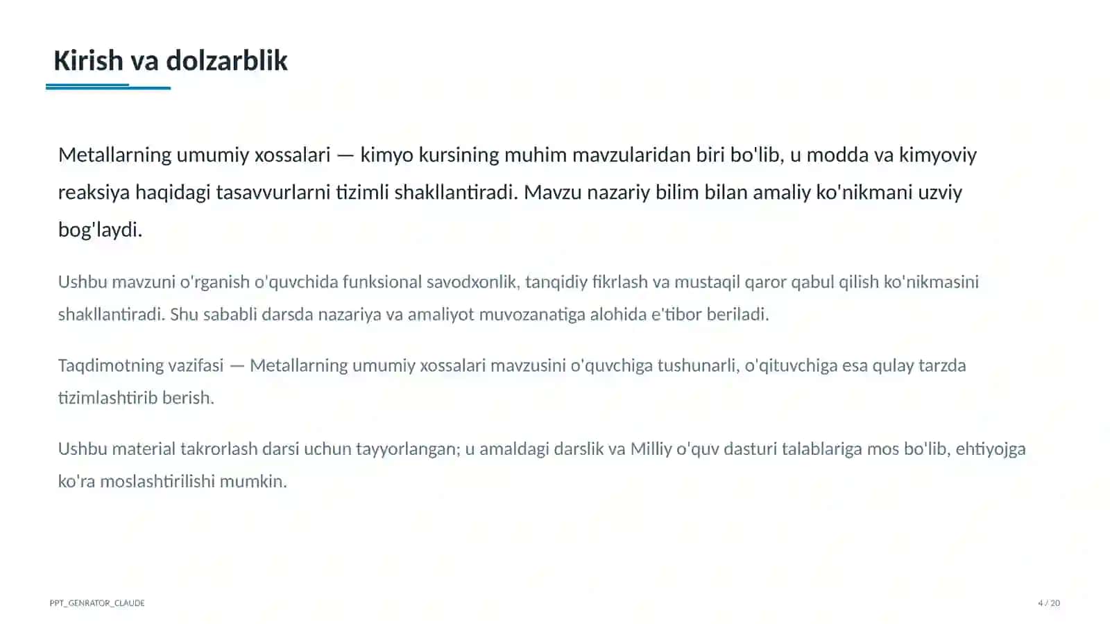 Metallarning umumiy xossalari (9-sinf) 4