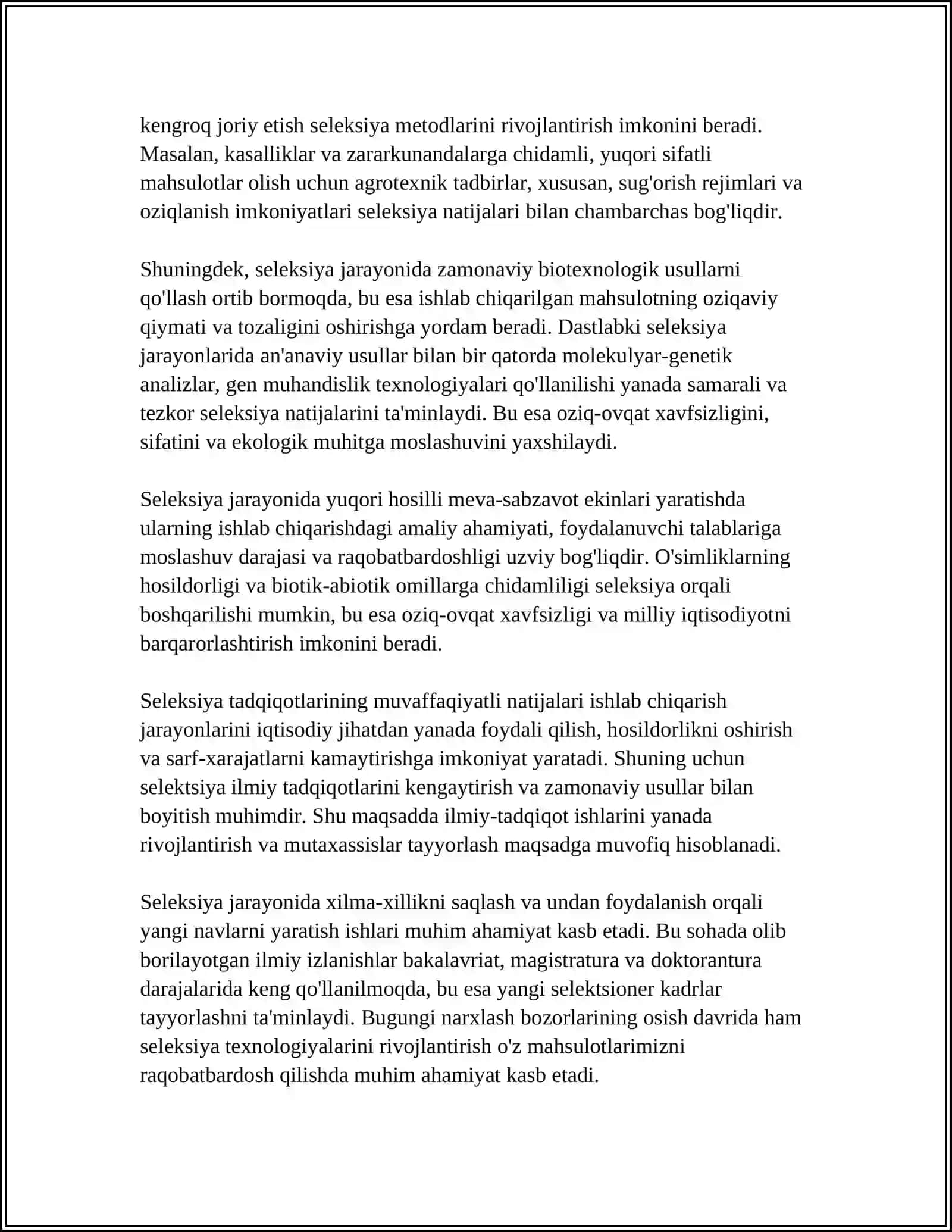 MEVA-SABZAVOT VA POLIZ EKINLARI SELEKSIYASINI ISHLAB CHIQARISHDAGI AHAMIYATI 4