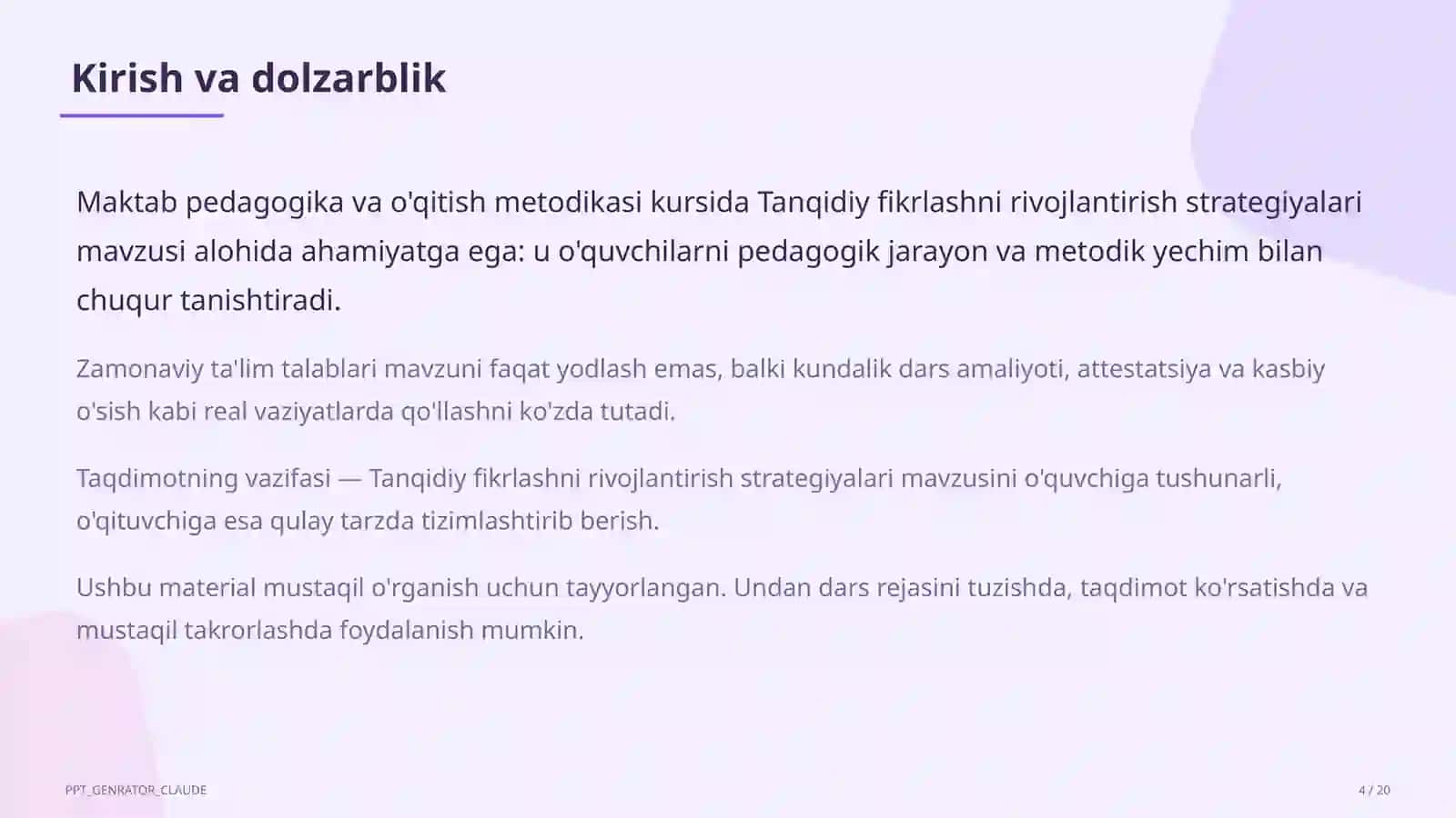 Tanqidiy fikrlashni rivojlantirish strategiyalari 4