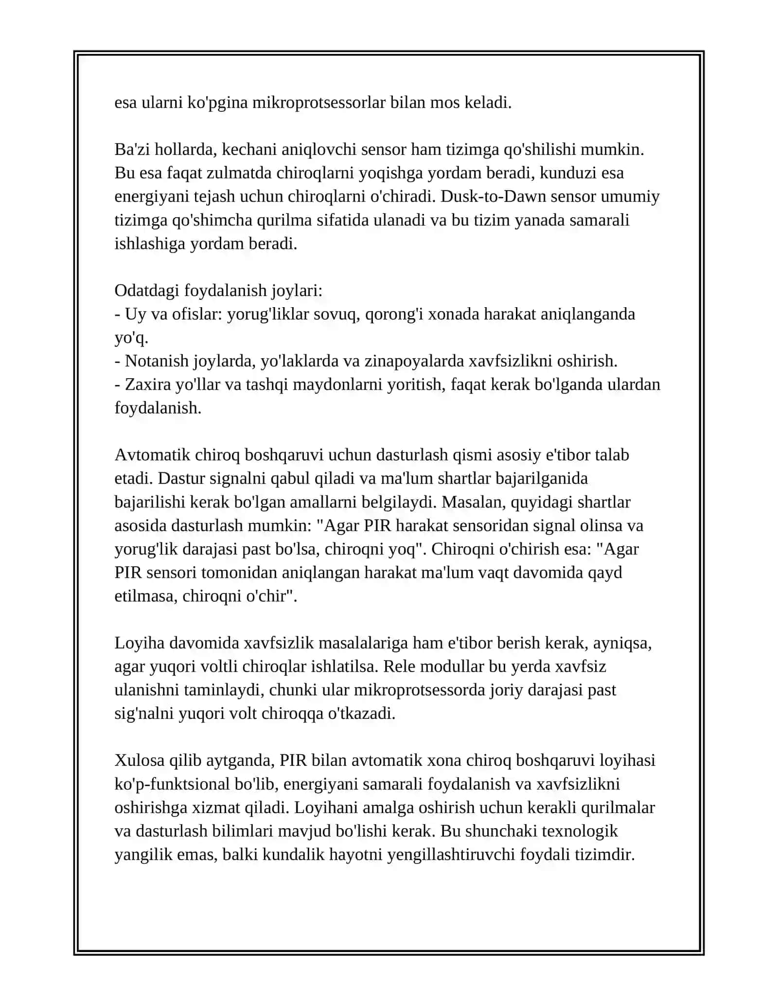 HARAKAT SENSORI (PIR) BILAN LOYIHA YARATISH 4