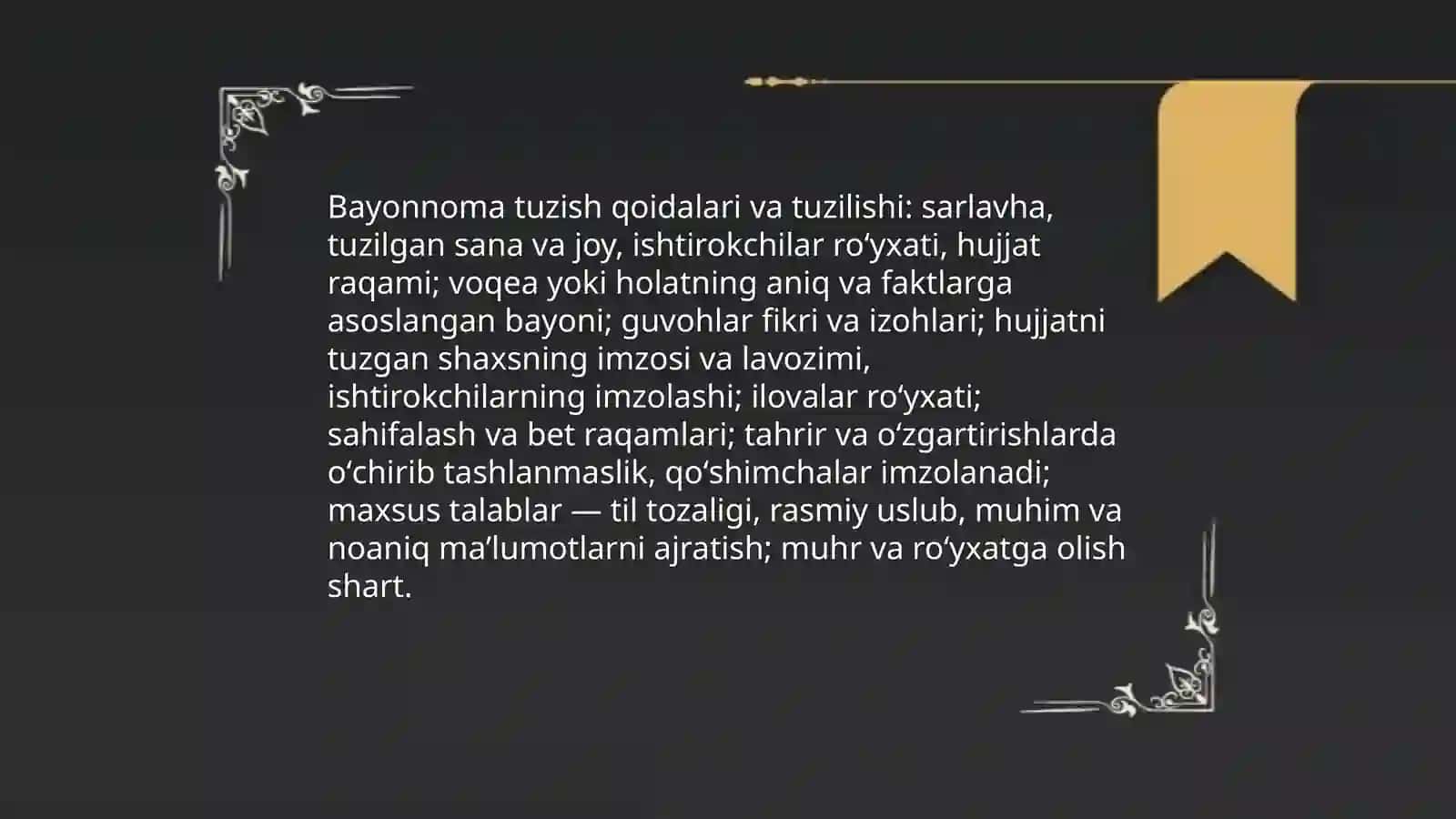 Maʼlumot axborot hujjatlari (ariza, bayonnoma, bayonnomadan koʻchirma) 4