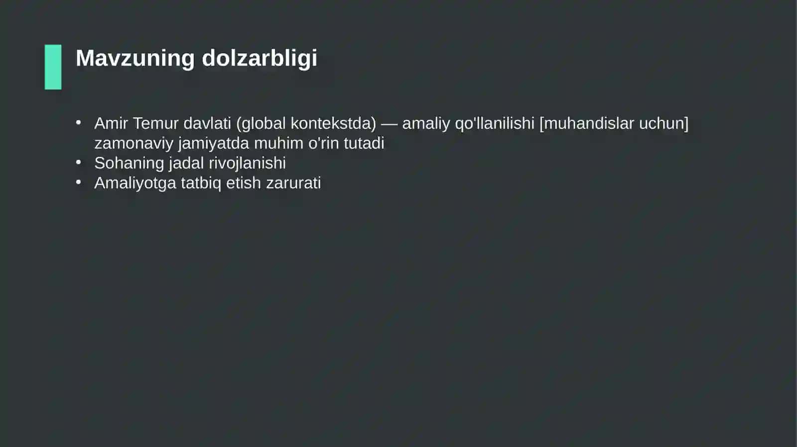 Amir Temur davlati (global kontekstda) — amaliy qo'llanilishi [muhandislar uchun] 4