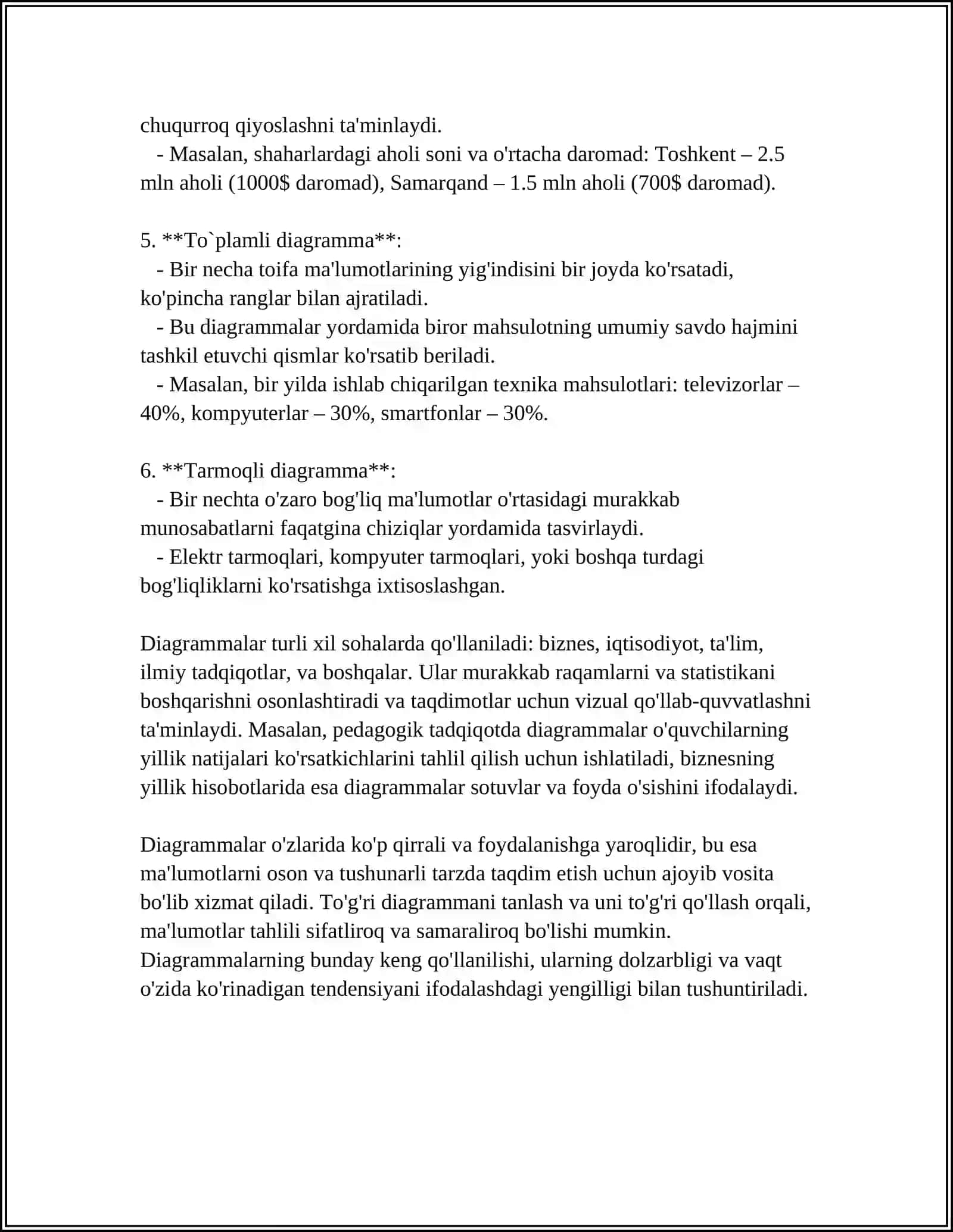 DIAGRAMMALAR USTIDA ISHLASH 4