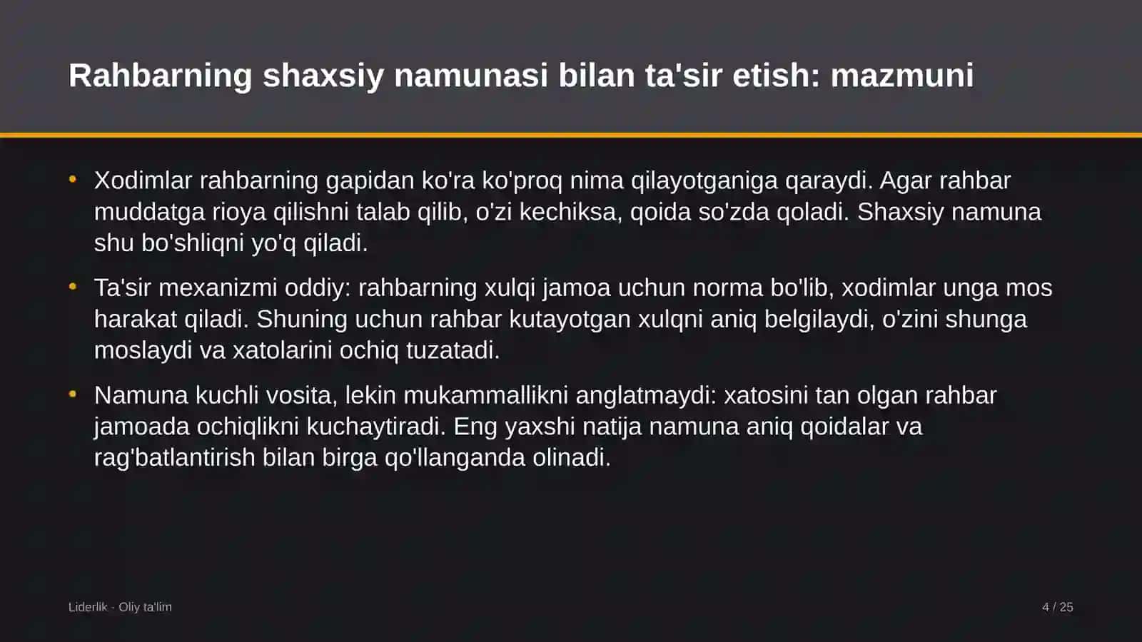 pardozlash materiallari ishlab chiqarishda rahbarning shaxsiy namunasi orqali ta'sir etish 9598 4