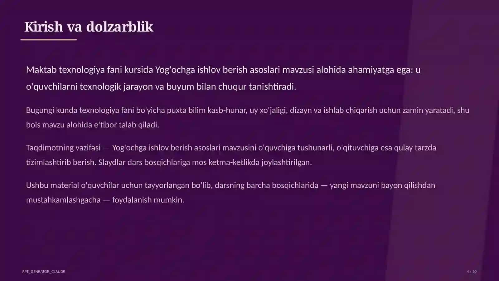 Yog'ochga ishlov berish asoslari (5-sinf) 4