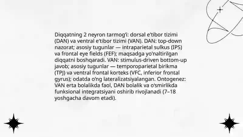 Diqqatning neyrofiziologik asoslari va ontogenezda 4