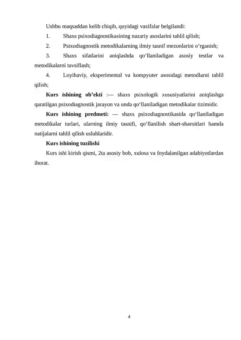 "SHAXS SIXODIOGNOSTIKASIDA QO'LLANILADIGAN METODIKALAR TASNIFI" 4
