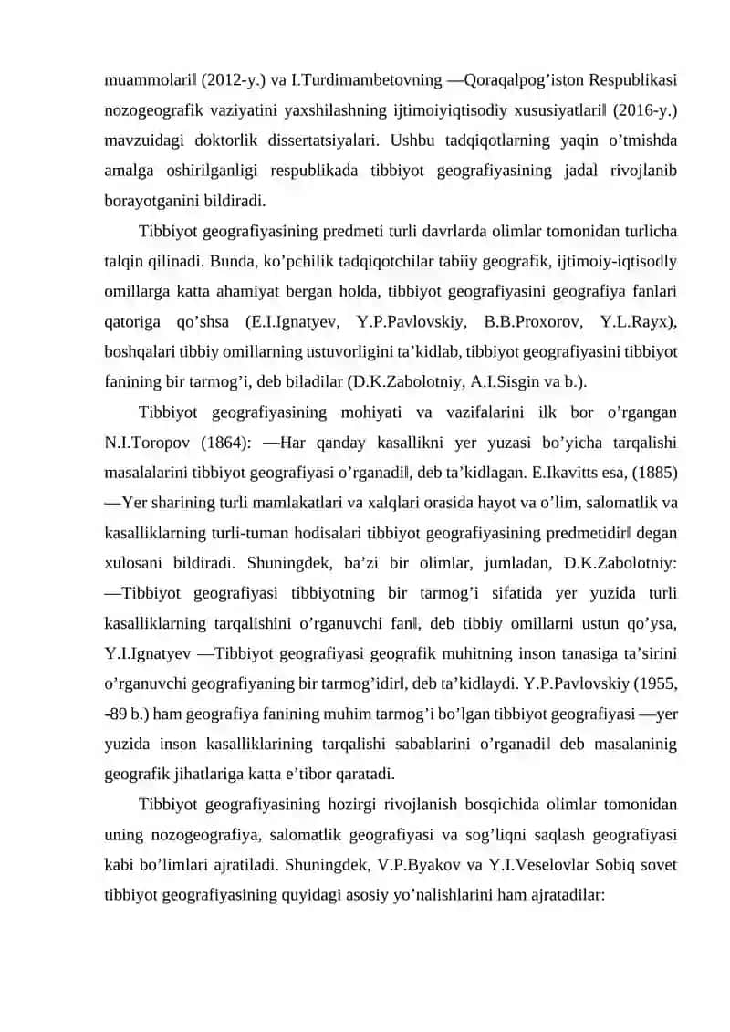 Tibbiyot Geografiyasi Tadqiqot Obyekti va Predmeti 4