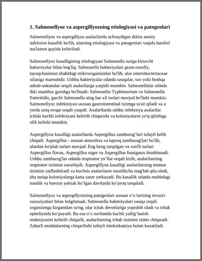 ASALARILARNING SALMONELLYOZ VA ASPERGILLYOZ KASALLIGI 4