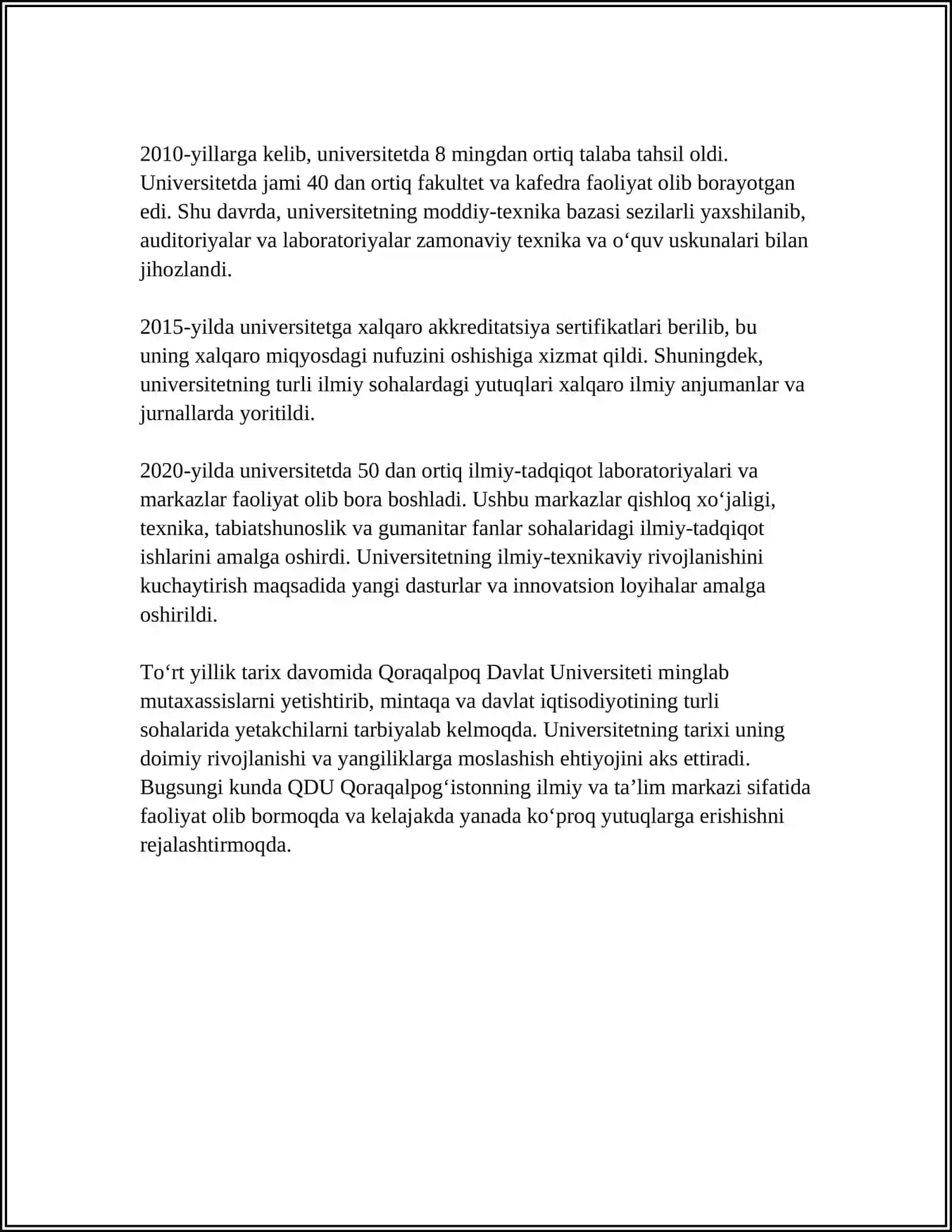 REFERAT Mavzu: QORAQALPOQ DAVLAT UNIVERSITETI 4