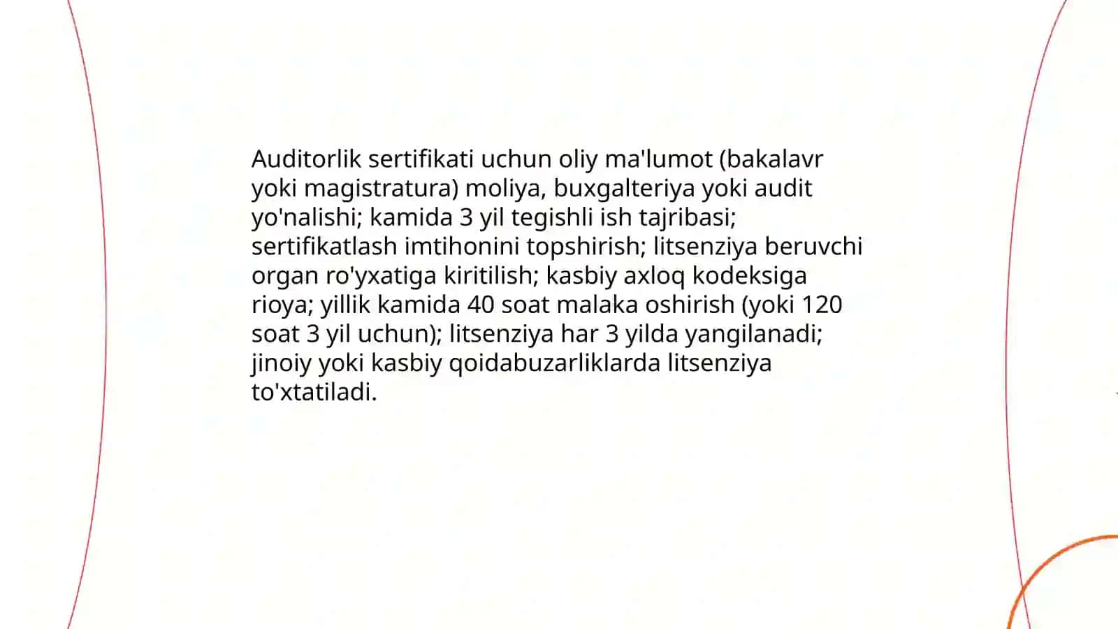 Auditorlik kasbiga qo'yiladigan talablar 4