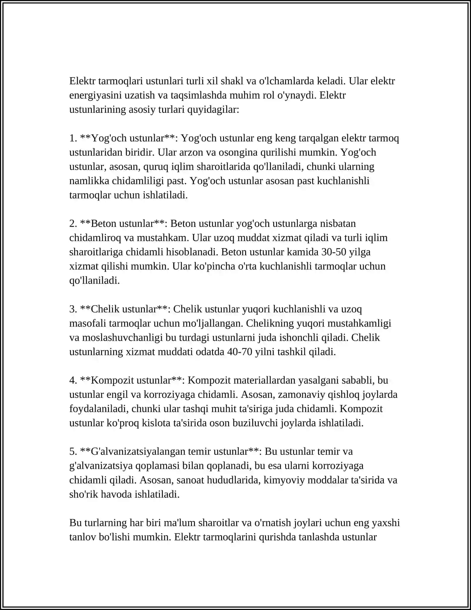 HAVO ELEKTR UZATISH TARMOQLARI USTUNLARDAGI ISHLAR 4