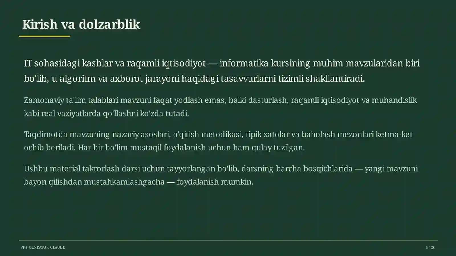 IT sohasidagi kasblar va raqamli iqtisodiyot (11-sinf) 4