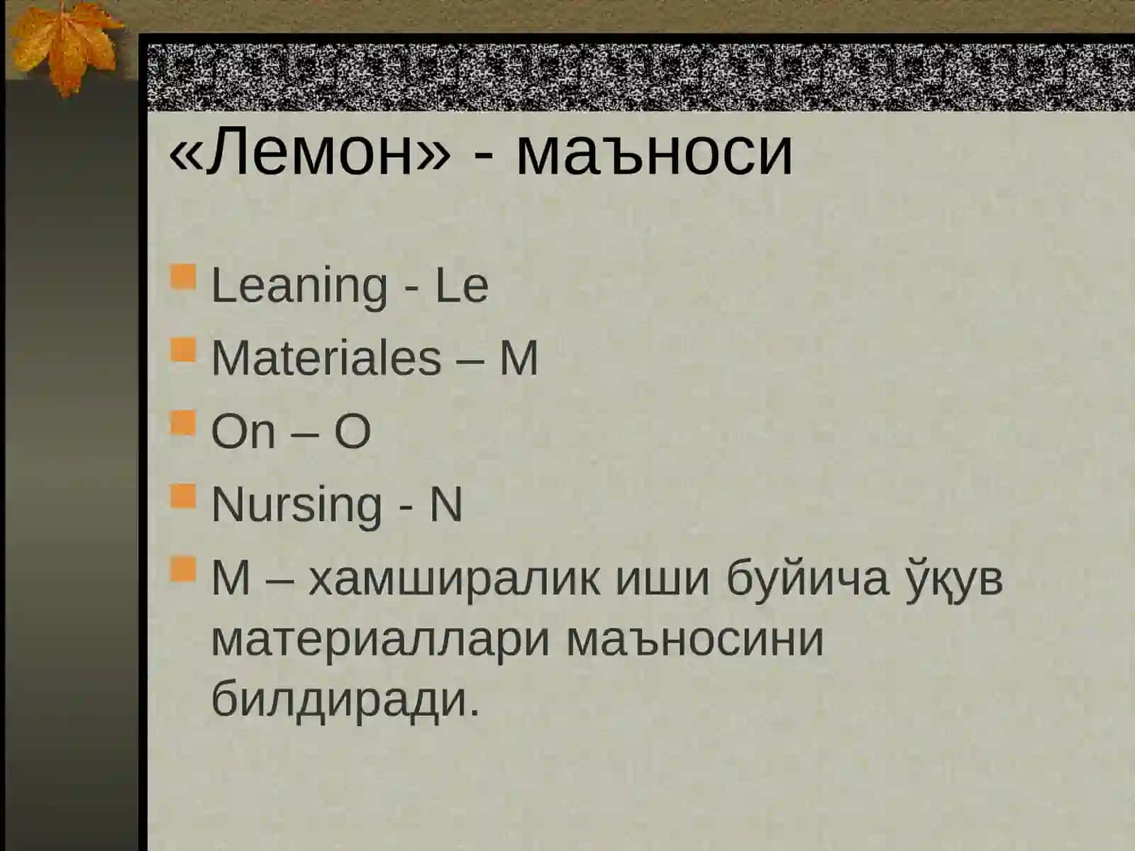 ЛЕМОН ўқув дастури 4
