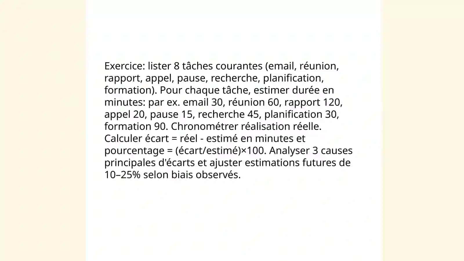 Exercices de gestion du temps 4