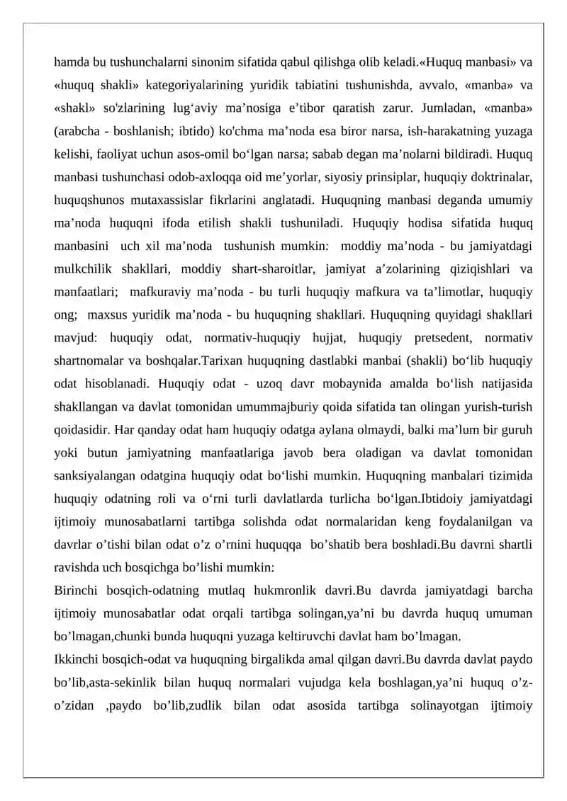Huquq shakillari (manbalari) tushunchasi va turlari 4