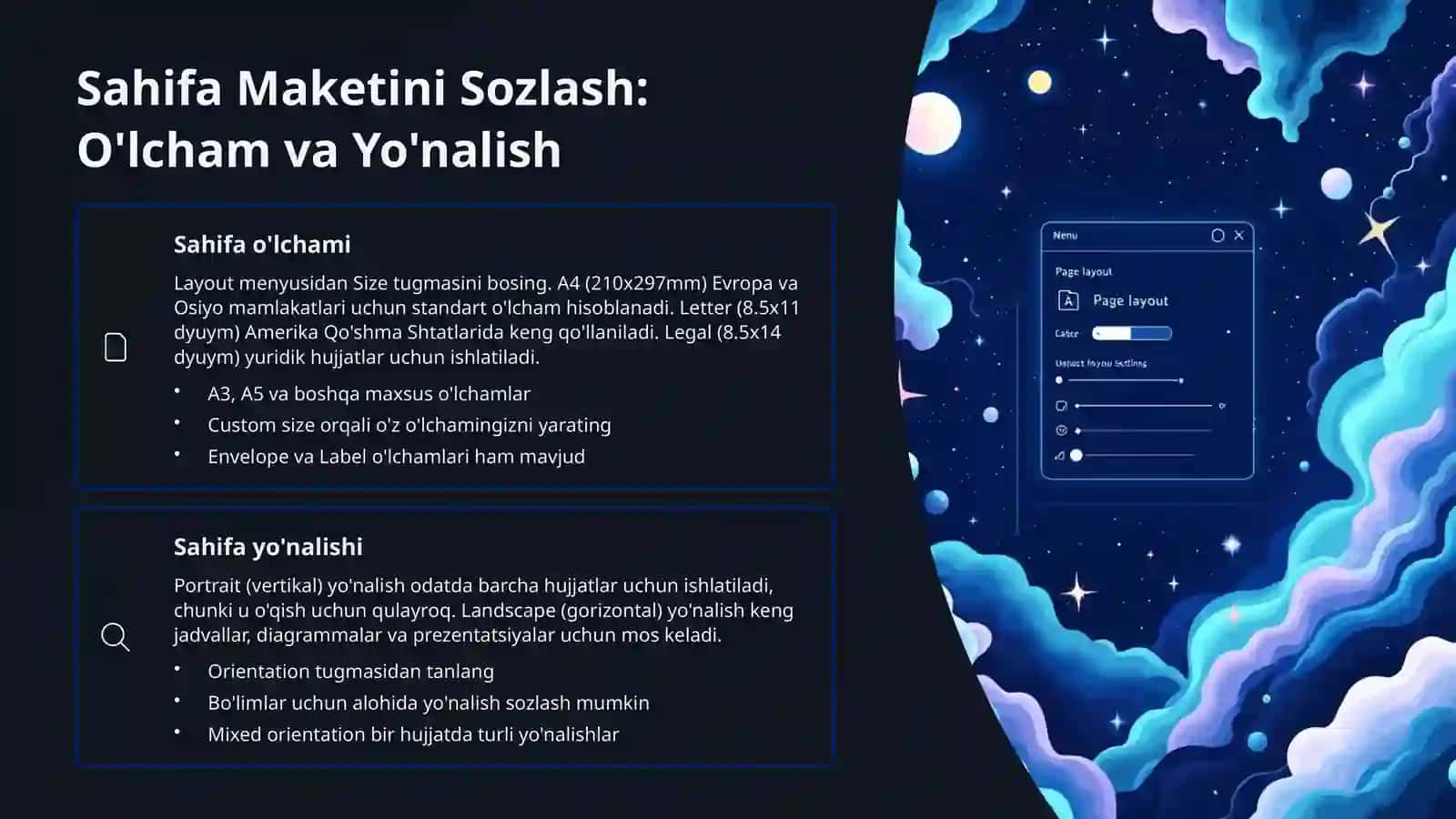 Wordda Matn va Sahifa Maketini Formatlash 4