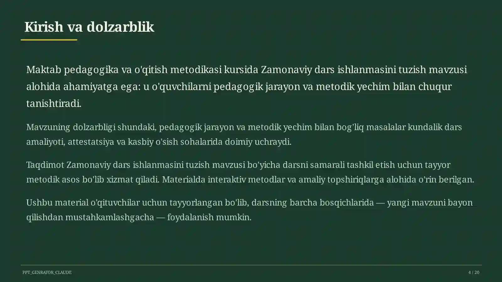 Zamonaviy dars ishlanmasini tuzish 4