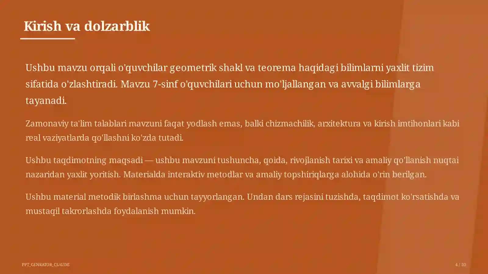 Geometriyaning boshlang'ich tushunchalari: nuqta, to'g'ri chiziq, kesma (7-sinf) 4
