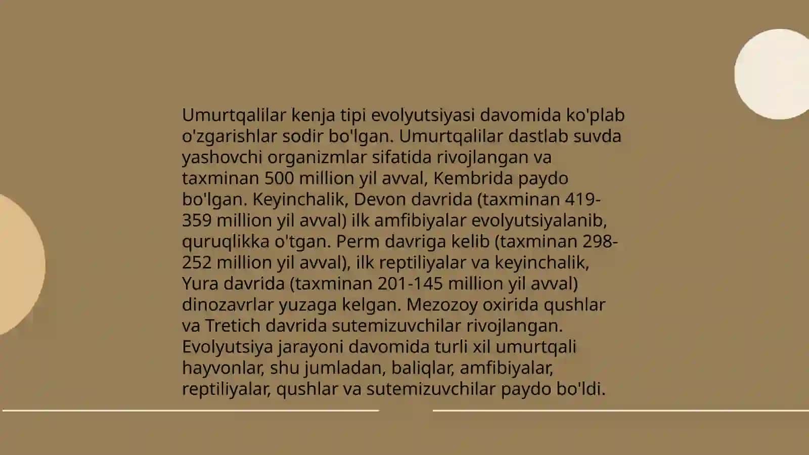Umurtqalilar kenja tipining zamonaviy tasnifi, kelib chiqishi va evolyutsiyasi 4