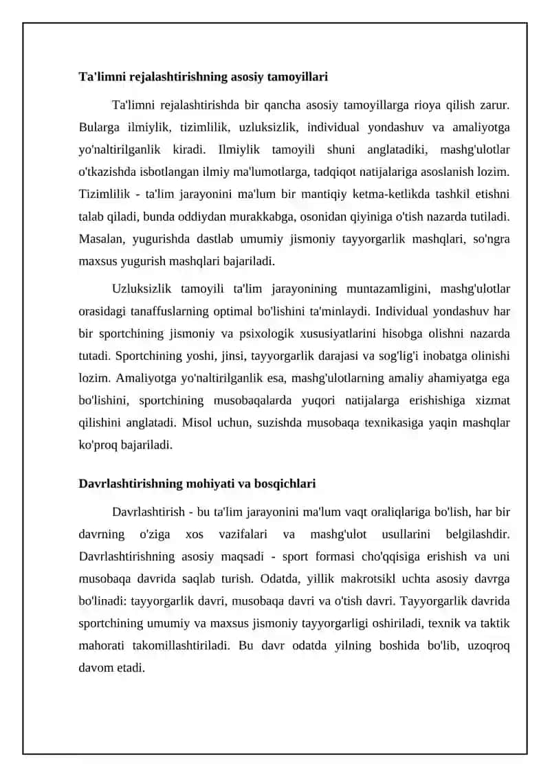Sport mashg'ulotlarini rejalashtirish va davrlashtirish 4