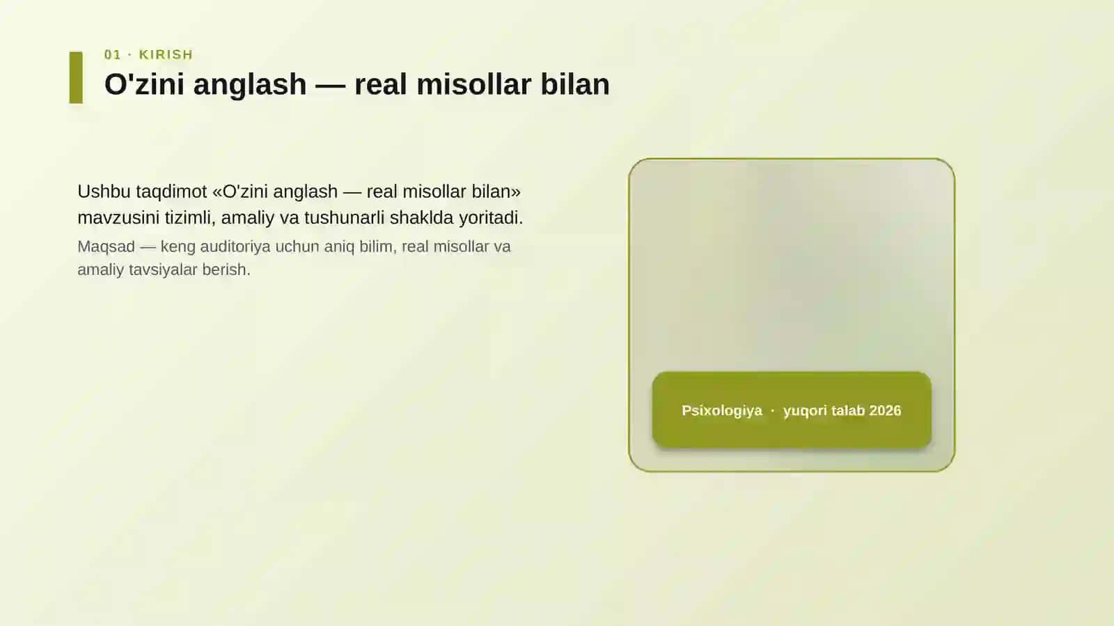 O'zini anglash — real misollar bilan 4