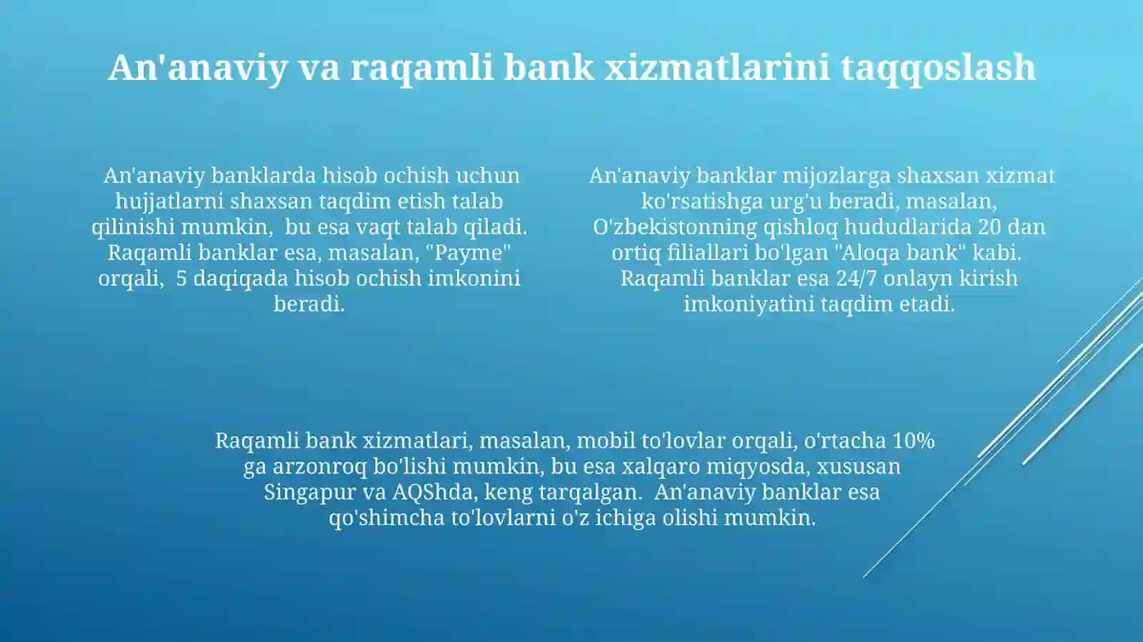Ananaviy va Raqamli Bank Xizmatlari Taqqoslash 4