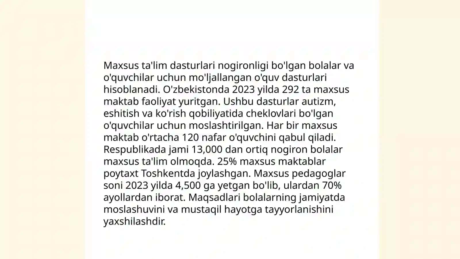 Aqliy va ruhiy rivojlanishida nuqsoni boʻlgan bolalar taʼlim tarbiyasi 4