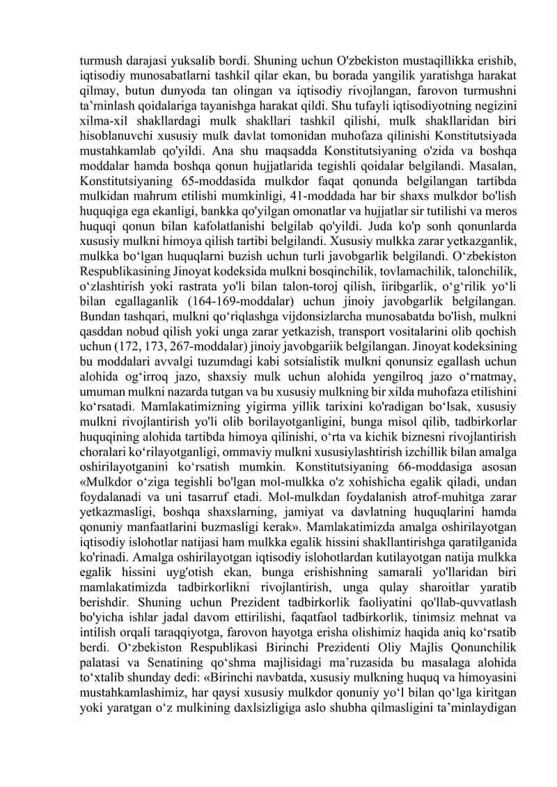 O‘zbekiston Respublikasi Konstitutsiyasida jamiyat va shaxs munosabatlari referat 4