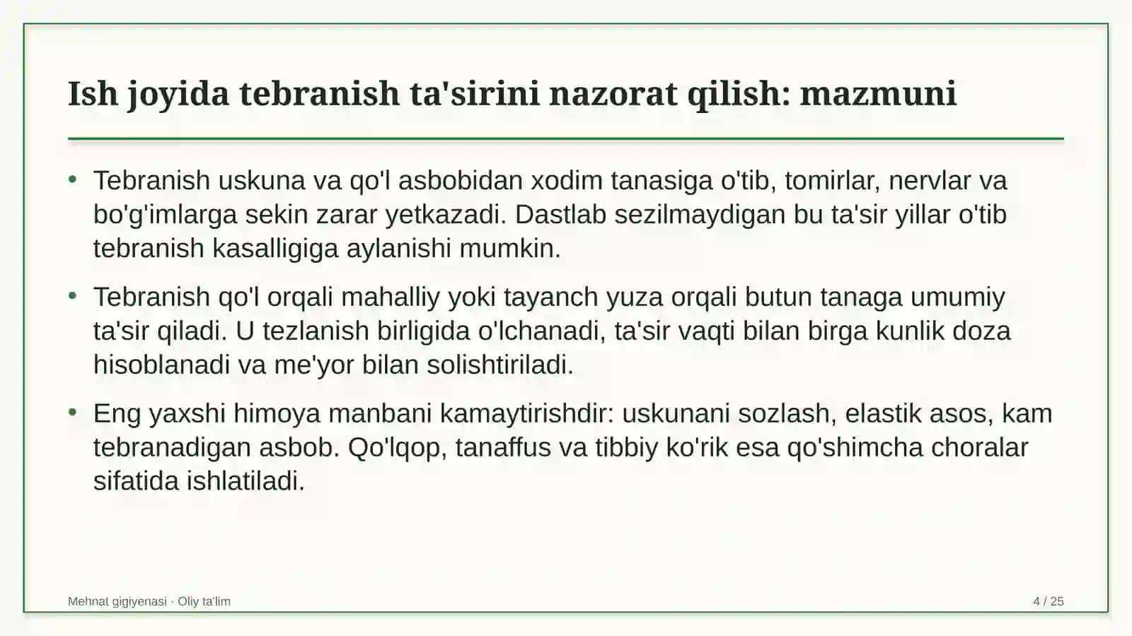 quyosh elektr stansiyalarida ish joyida tebranish ta'sirini nazorat qilish 7380 4