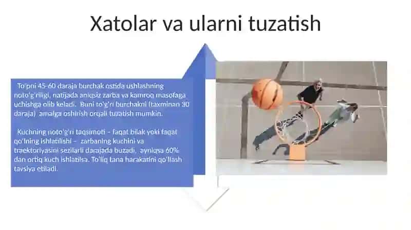 Basketbol Yuqoridan bir qollab to'p otish texnikasni o'rgatish 4