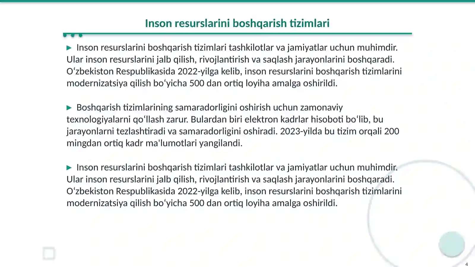 Inson resurslarini boshqarishning tutgan o‘rni 4