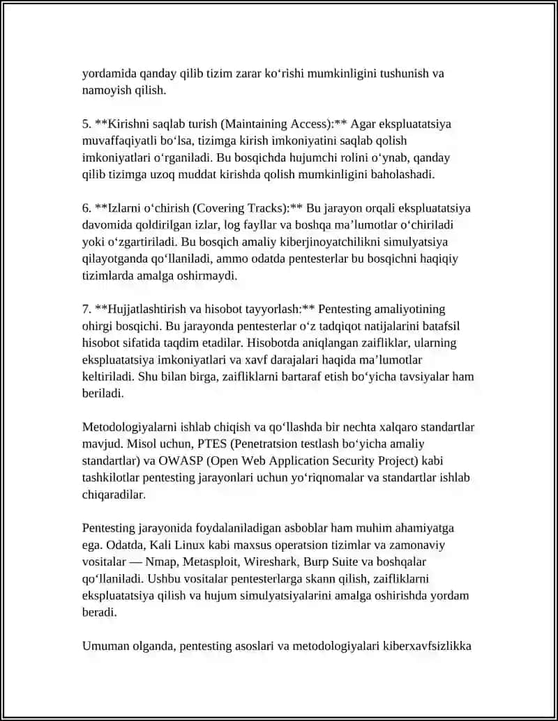 KIBERXAFSIZLIK TESTLAR: PENTESTING VA VULNERABILITY SCANNING 4